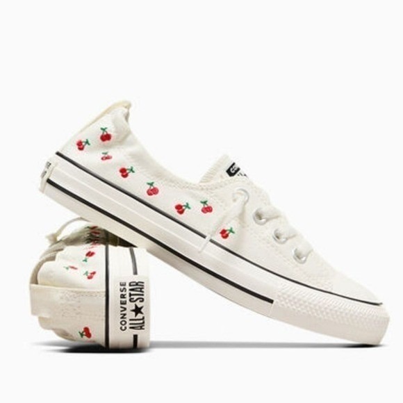 Converse Chuck Taylor All Star Shoreline Slip White Cherry Embroidery Nwot 7.5